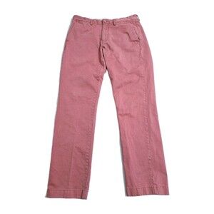 J Crew Mens 32x32 Urban Slim Pink Salmon Chino Broken In Pants Dress Golf